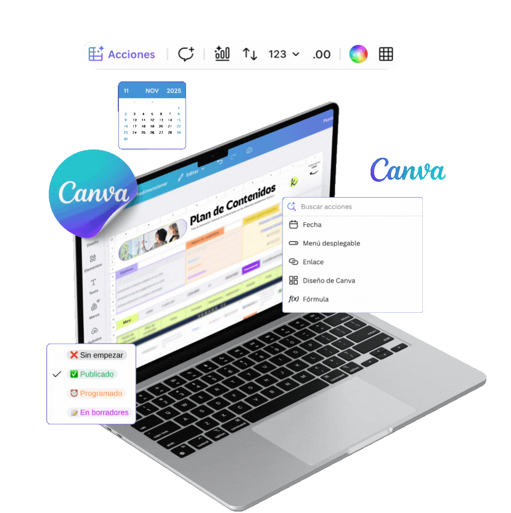 Plantilla de Plan de Contenidos en Canva Sheets